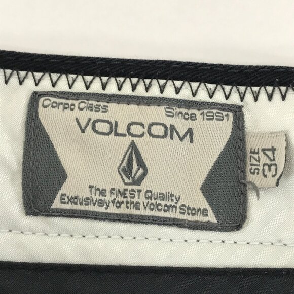 Volcom Vmonty Flat Front Chino Shorts Men's Size 34 Black Pockets Casual Outdoor - Picture 10 of 12